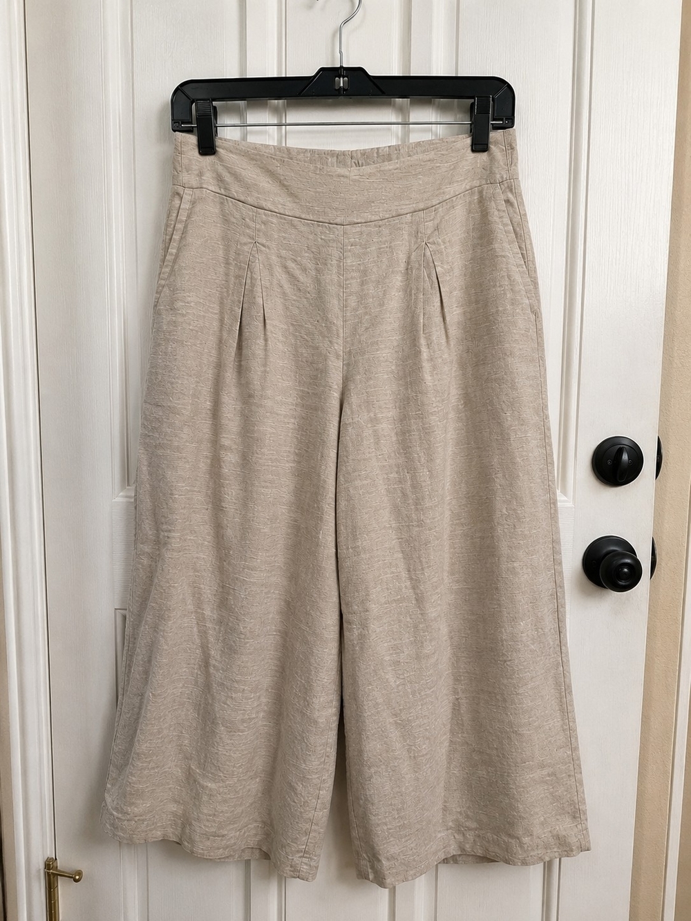Ella Moss Beige Textured Wide Leg Pants Size M